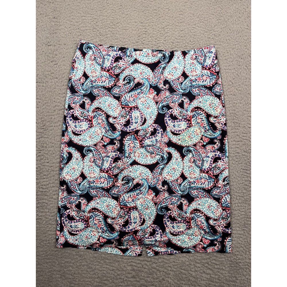 Talbots Straight‎ & Pencil Short Skirt Black Blue Red Paisley Size 10 Zipper
